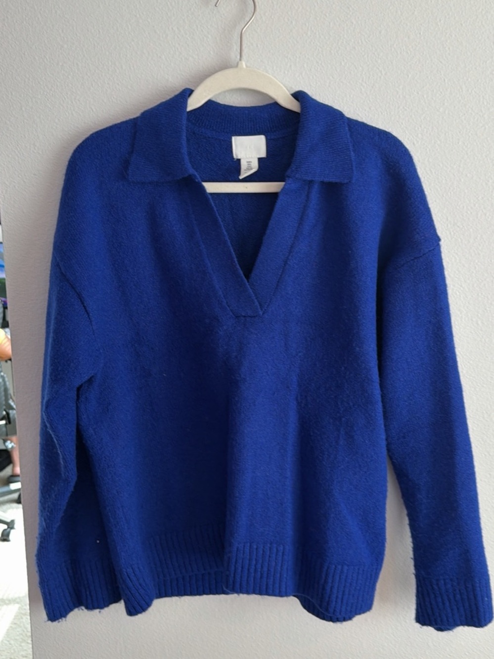 H&M Cobalt Blue V-Neck Collared Women's Sweater